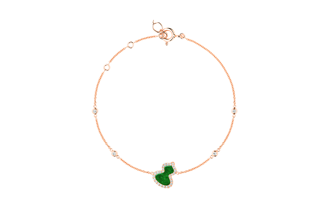 Order (W) Pulsera de Mujer Qeelin Petite Wulu Oro Rosa 18K con Diamantes y Jade. WU-BR0016B-RGDGJE