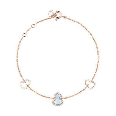 (Women) Qeelin Petite Wulu Rose Gold Diamond & Mother-of-Pearl Bracelet for Women. WU-BR0001D-RGDMOP