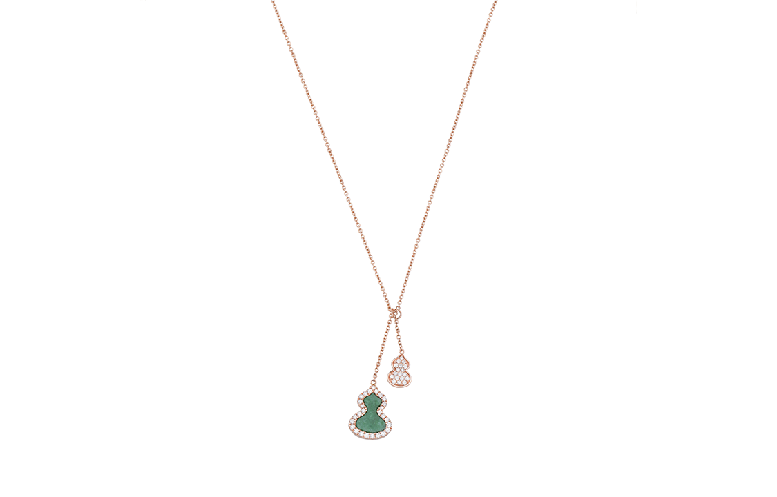 (Women) Qeelin Petite Wulu Simple 18K Rose Gold Necklace Women’s Green WU-NL0008C-RGDGJE