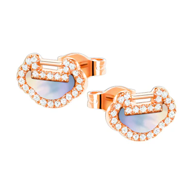 (Women) Qeelin Petite Yu Yi 18K Rose Gold Diamond & Mother-of-Pearl Earrings Women. YY-ERSD0003A-RGDMOP