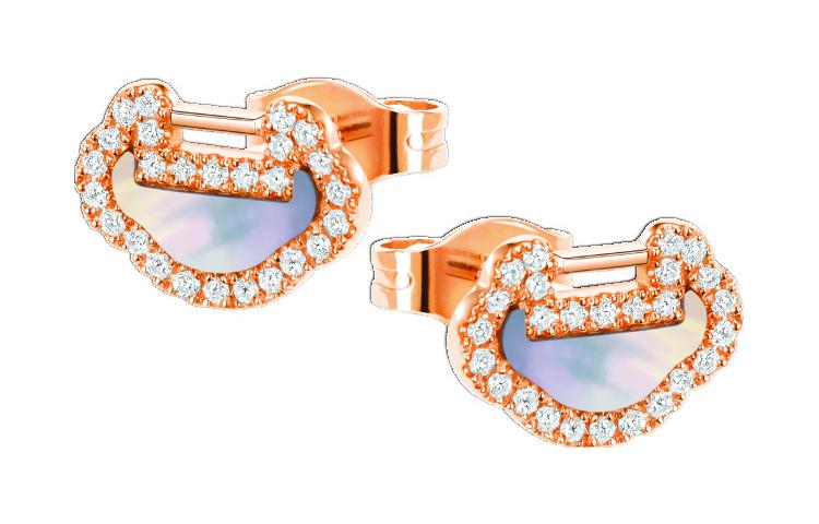 Order (W) Anting Qeelin Petite Yu Yi 18K Emas Ros Berlian & Mutiara untuk Wanita. YY-ERSD0003A-RGDMOP