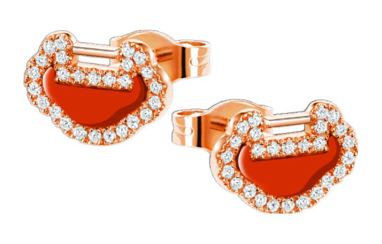 Order (W) Qeelin Petite Yu Yi 18K Emas Ros Berlian & Permata Agate Merah Barang Kemas. YY-ERSD0003B-RGDRA