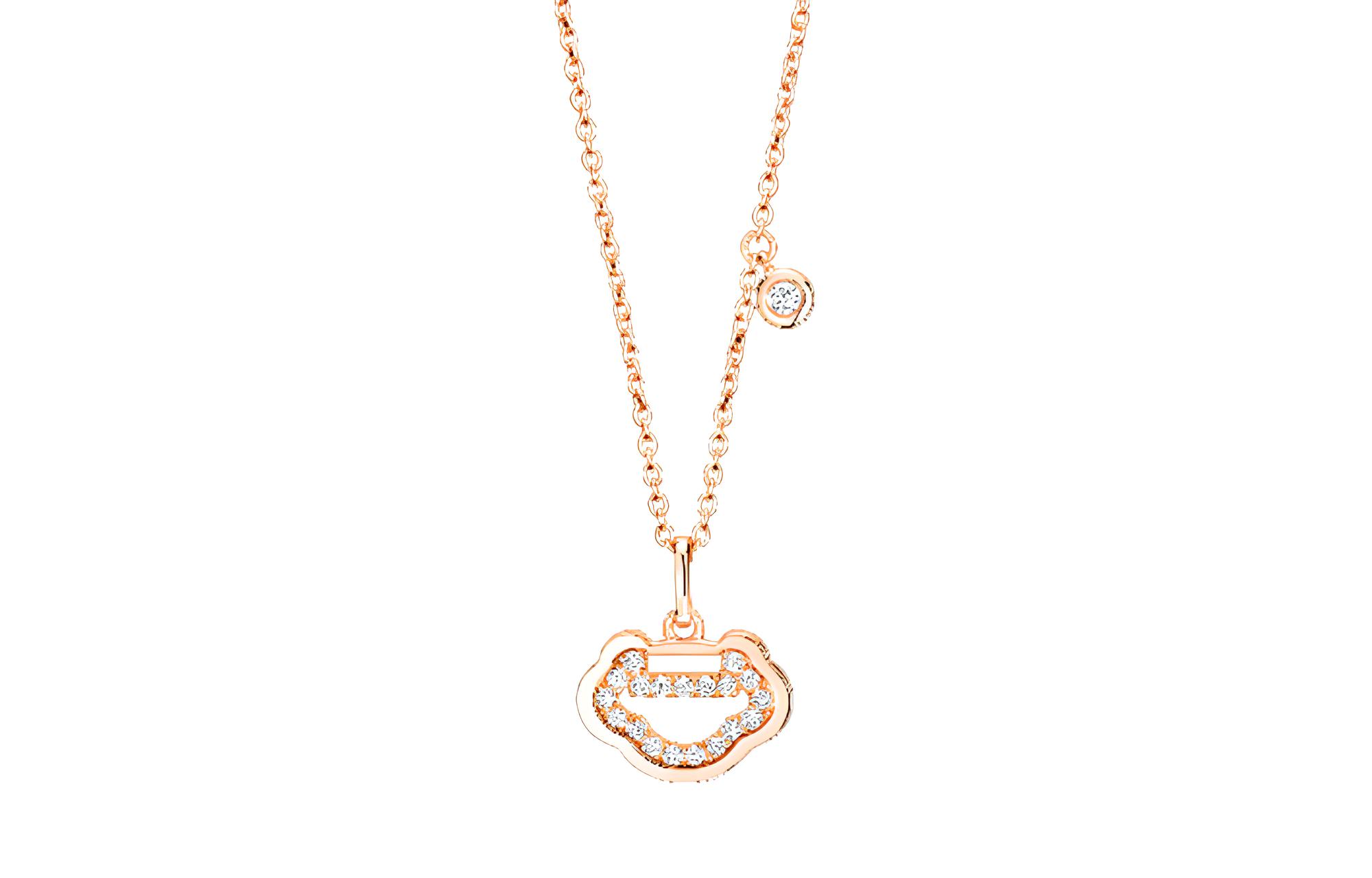 (Women) Qeelin Petite Yu Yi 18K Rose Gold Onyx Diamond Necklace for Women. YY-NL0008A-RGD