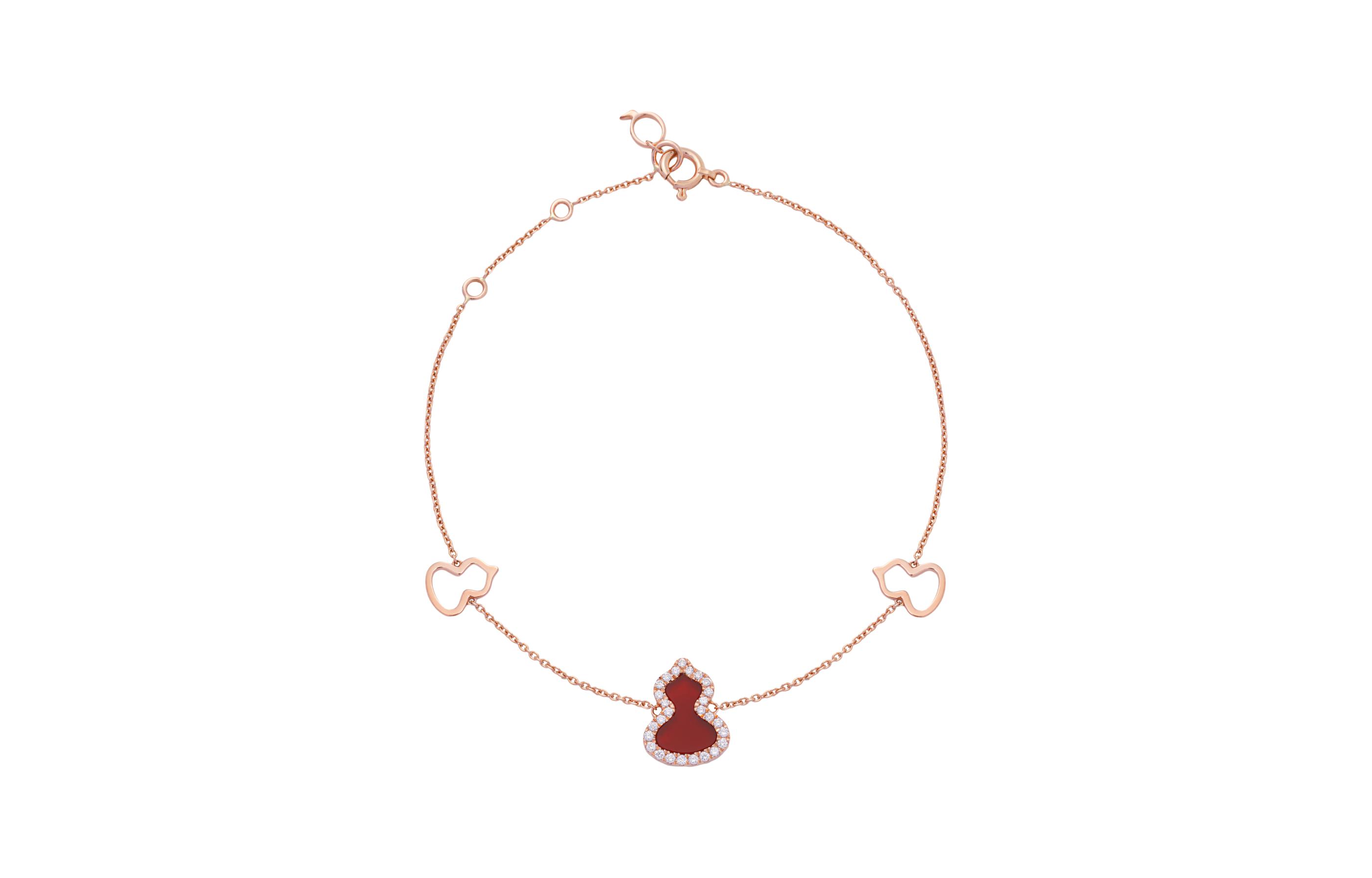(Women) Qeelin Wulu 18K Gold Diamond Red Agate Bracelet for Women - Red. WU-BR0001B-RGDRA