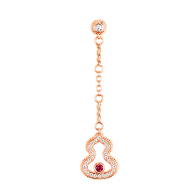 (Women) Qeelin Wulu 18K Rose Gold Diamond & Ruby Luxury Earrings for Women. WU-040-LGER-RGDRU