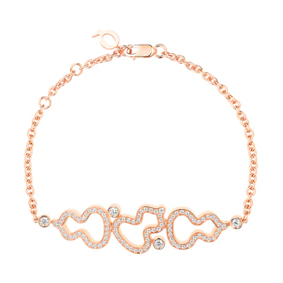(Women) Qeelin Wulu 18K Rose Gold Diamond Bracelet - Elegant & Stylish Jewelry WU-030-3OBL-RGD