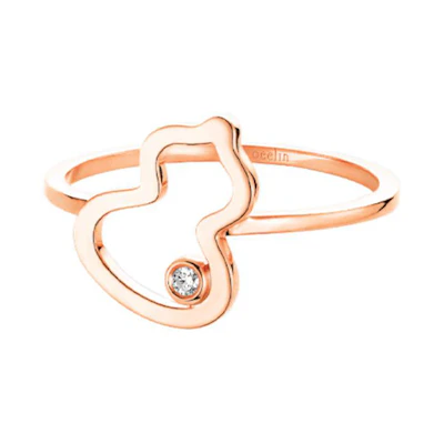 (Women) Qeelin Wulu 18K Rose Gold Diamond Hollow Gourd Design Ring for Women. WURPT2BRGDI