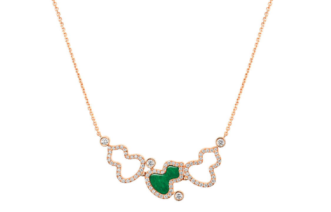 Order (W) Qeelin Wulu Kalung Gourd Klasik 18K Rose Gold Diamond untuk Wanita. WU-040-3ANL-RGDGJE