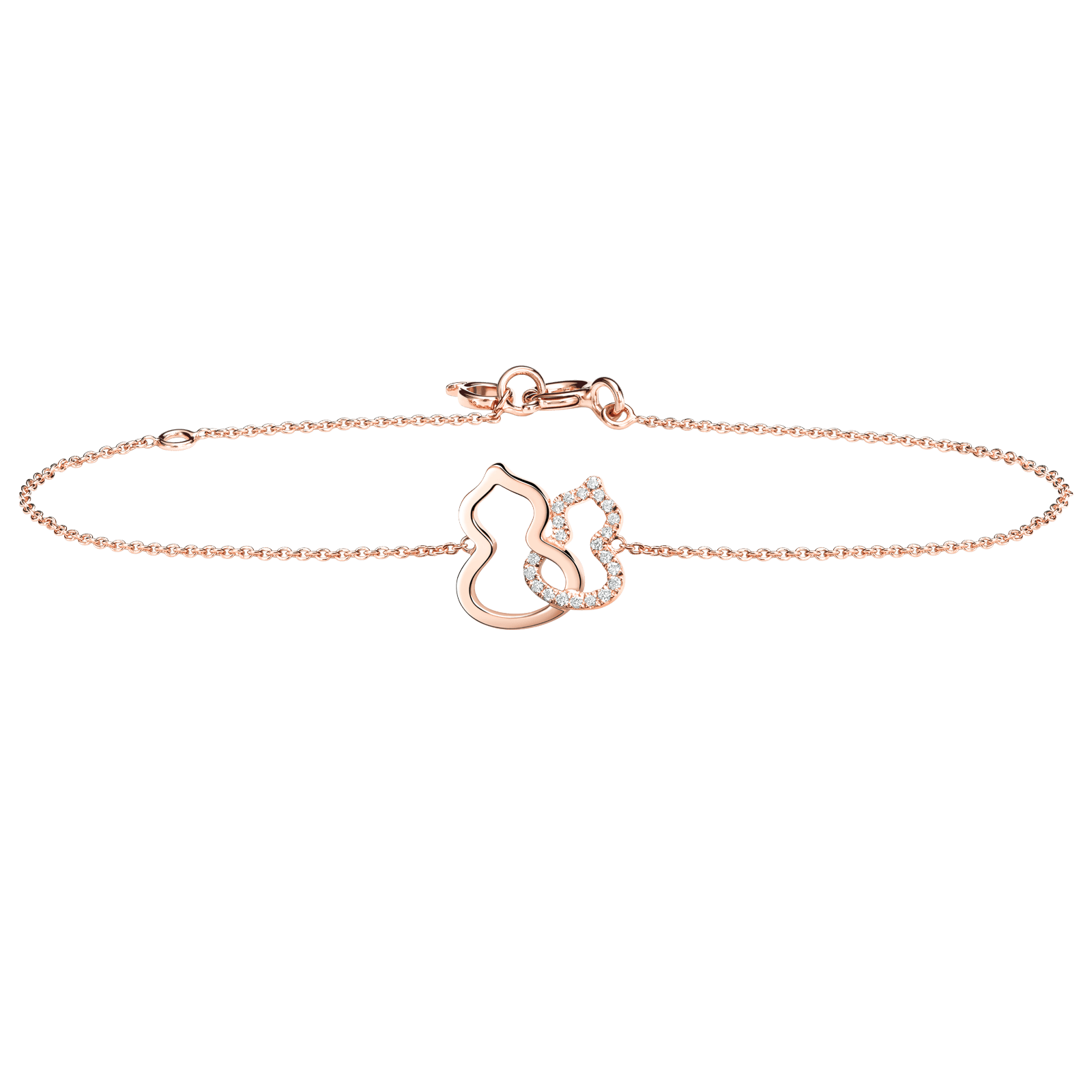 (Women) Qeelin Wulu Double Gourd Diamond 18K Rose Gold Bracelet for Women - Rose Gold. WU-BR0012A-RGD 圖 2