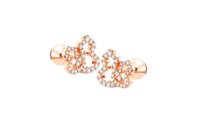 Order (W) Qeelin WULU Pendientes Doble Wulu de Oro Rosa 18K con Diamantes para Mujer. WU-040-DBERSD-RGD