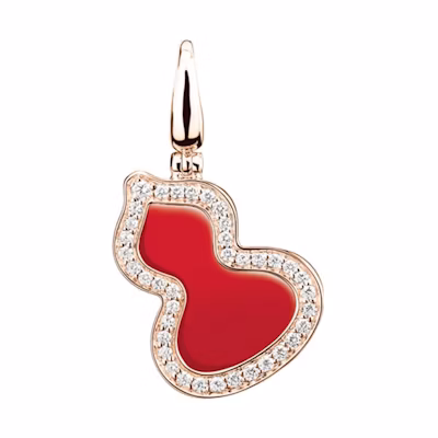 (Women) Qeelin Wulu Gourd Design Diamond Pendant Small 18K Gold Red Agate for Women WU-030-SPD