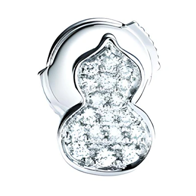 (Women) Qeelin Wulu Gourd Minimalist 18K White Gold Earrings for Women. WU-050-FPERSD-WGD