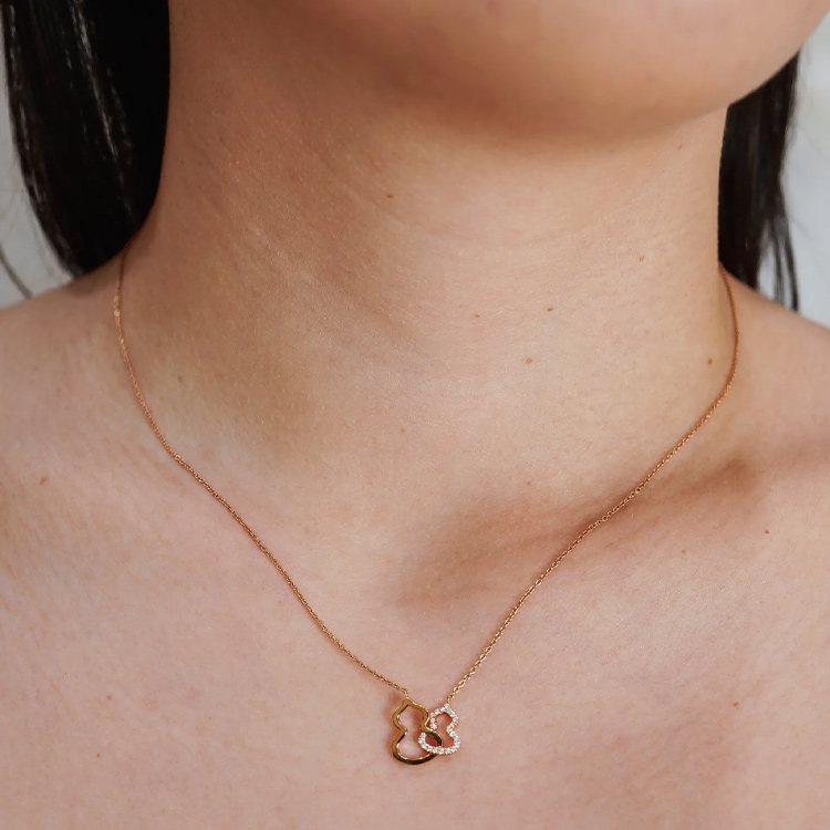 (Women) Qeelin Wulu Necklace 18K Rose Gold with Diamonds - Elegant Gourd Design for Women WU-NL0004A-RGD 圖 5