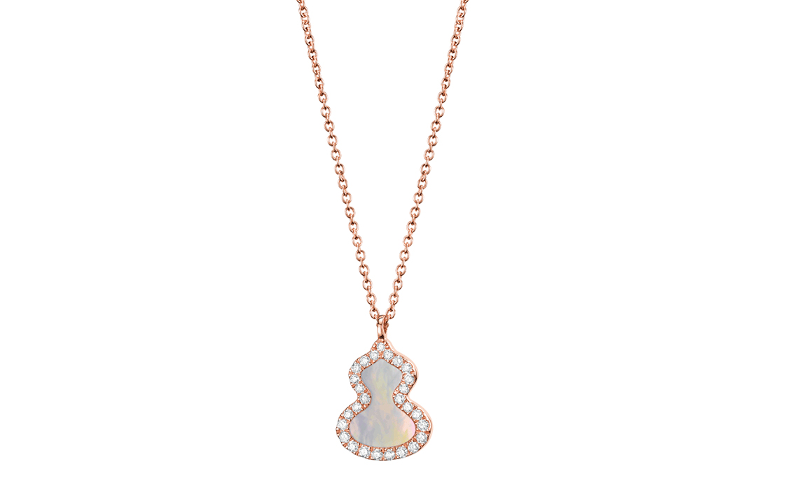 (Women) Qeelin Wulu Necklace Series 18K Rose Gold with Diamond & Mother-of-Pearl Inlay. WU-NL0006B-RGDMOP