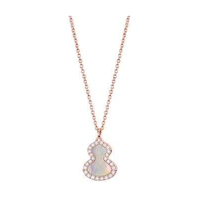 (Women) Qeelin Wulu Necklace Series 18K Rose Gold with Diamond & Mother-of-Pearl Inlay. WU-NL0006B-RGDMOP