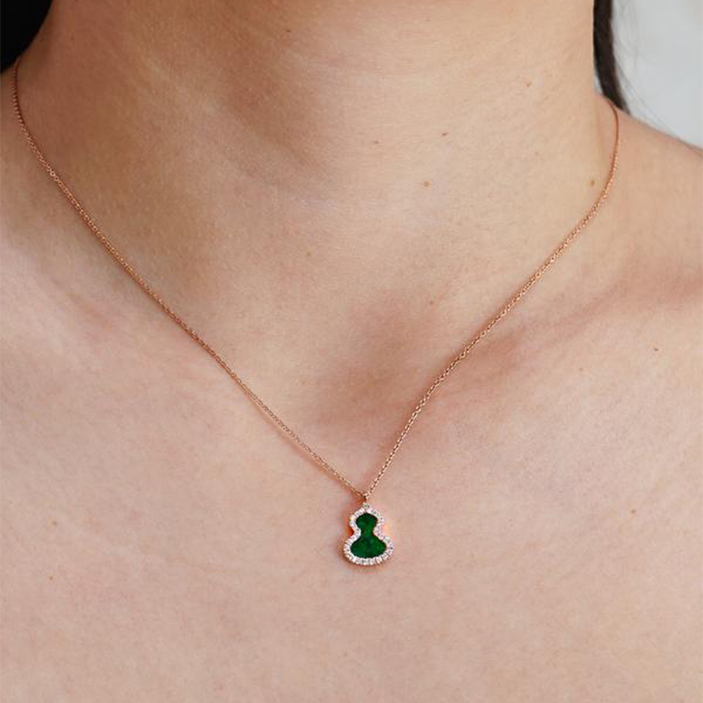(Women) Qeelin Wulu Necklace Series Gourd Pendant Rose Gold 18k Green  Necklace. WU-NL0006C-RGDGJE 圖 6