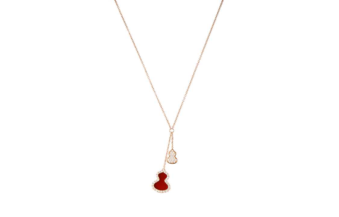 (Women) Qeelin Wulu Petite 18K Rose Gold Diamond & Red Agate Necklace -  Luxury. WU-NL0008B-RGDRA