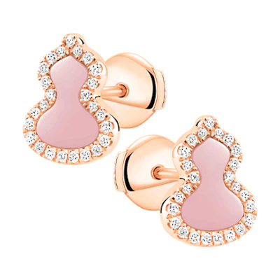 (Women) Qeelin Wulu Pink Opal 18K Rose Gold Earrings for Women. WU-ERSD0002E-RGDPO