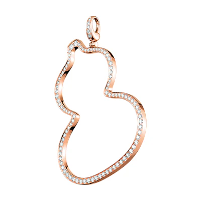 (Women) Qeelin Wulu Series 18K Rose Gold Diamond Pendant Necklace for Women. WU-010-OPD-RGD