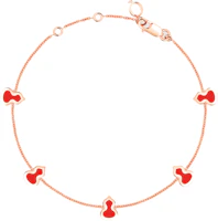 (Women) Qeelin Wulu Series 18K Rose Gold Diamond Red Enamel Gourd Bracelet for Women. WU-007-SBL5-RGREDE (Women) Qeelin Wulu Series 18K Rose Gold Diamond Red Enamel Gourd Bracelet for Women. WU-007-SBL5-RGREDE