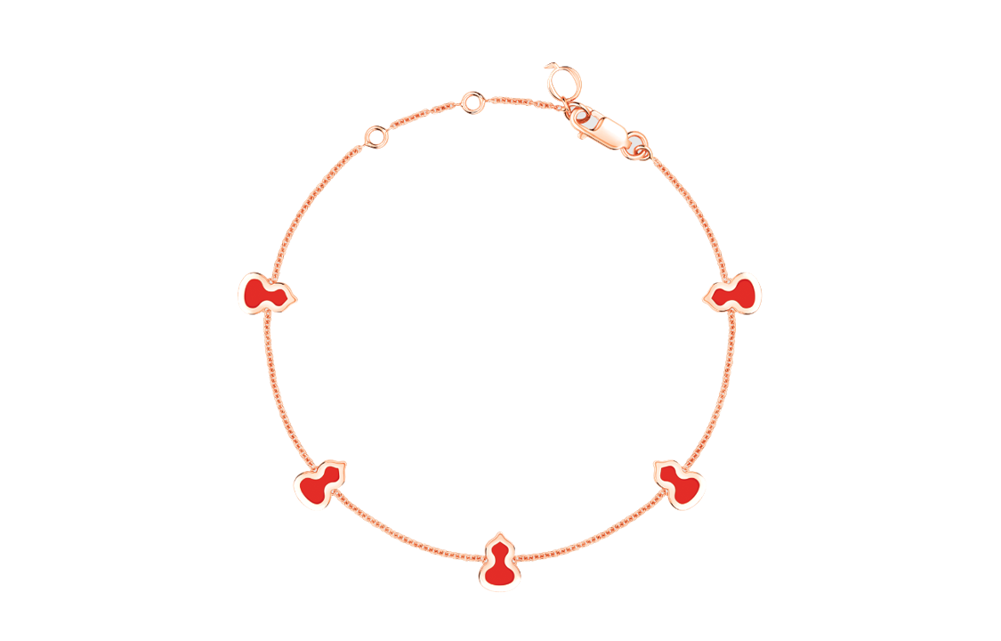Order (W) Pulsera Qeelin Wulu 18K Oro Rosa Diamantes Esmalte Rojo con Gourd para Mujer. WU-007-SBL5-RGREDE