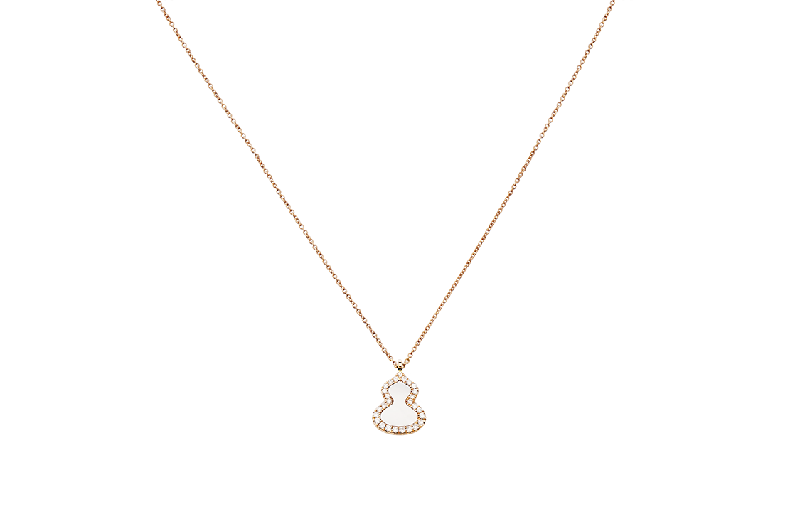(Women) Qeelin Wulu Series Diamond & Mother-of-Pearl Gourd 18K Rose Gold Necklace WU-NLooo6B-RGDMOP 圖 2