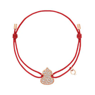 (Women) Qeelin Wulu Series Gourd Pendant 18K Rose Gold Diamond Bracelet Gold. WUC40ACRGDI