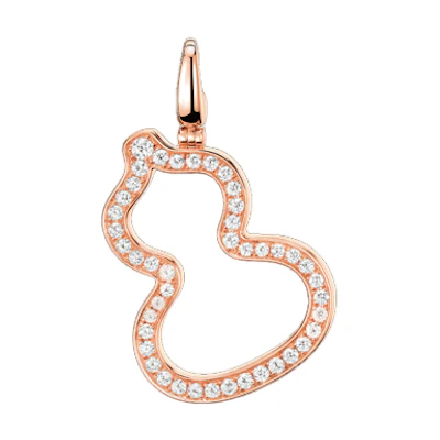 (Women) Qeelin Wulu Series Gourd Pendant 18K Rose Gold Diamond 0.52ct Jewelry. WUP25AARGDI