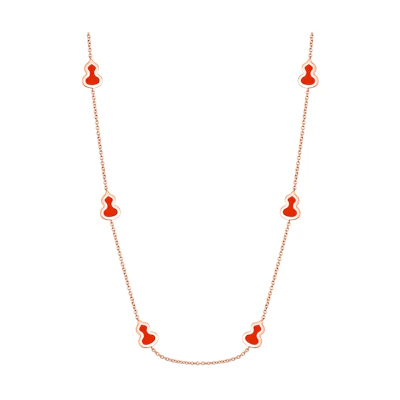 (Women) Qeelin Wulu Series Gourd Pendant 18K Rose Gold Enamel Necklace for Women Rose Gold. WUL20APRGRE