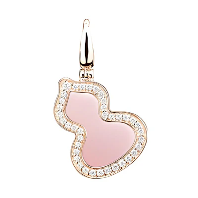 (Women) Qeelin Wulu Series Gourd Pendant in 18K Rose Gold with Diamonds & Pink Opal for Women. WU-030-SPD-RGDPO