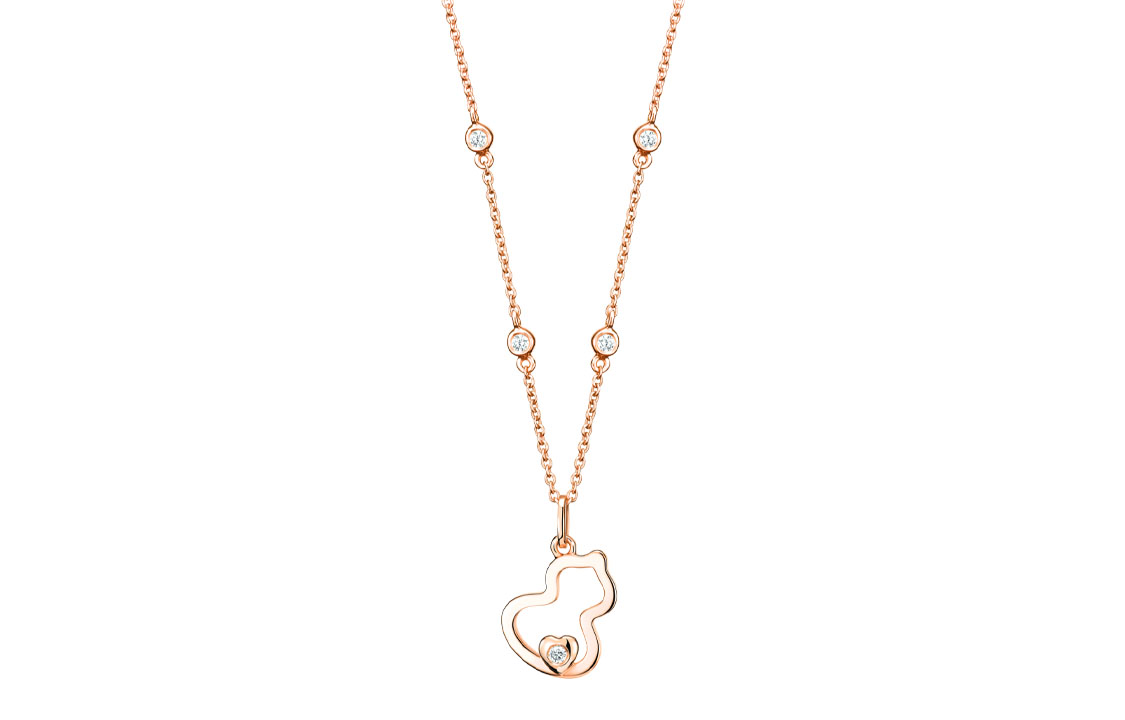 (Women) Qeelin Wulu Series Petite Wulu 18k Gold Diamond Gourd Necklace for Women WU-NL0014A-RGD 圖 2