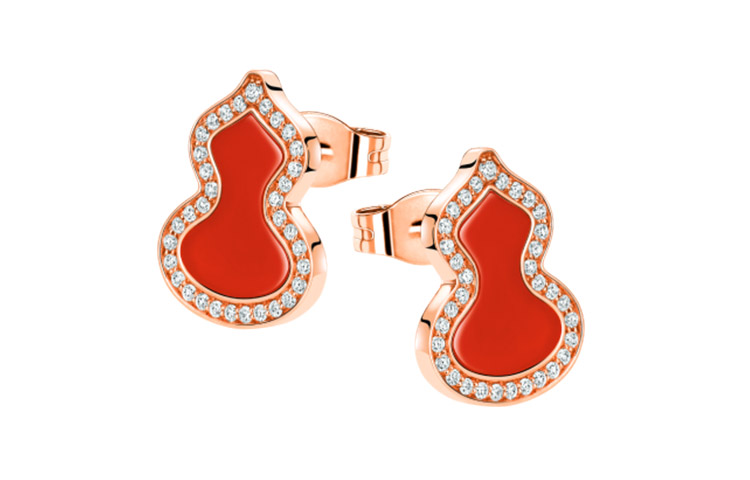 (Women) Qeelin Wulu Series Rose Gold 18K Gourd Design Earrings for Women. WU-ERSD0002C-RGDRA