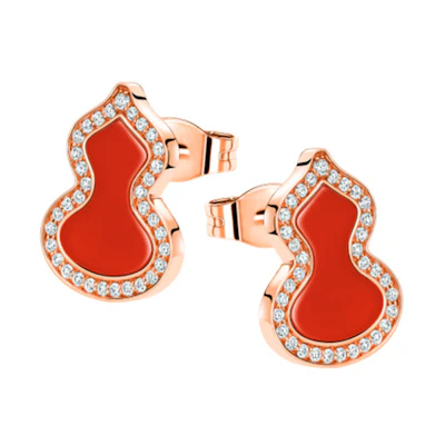 (Women) Qeelin Wulu Series Rose Gold 18K Gourd Design Earrings for Women. WU-ERSD0002C-RGDRA