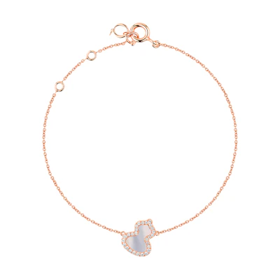 (Women) Qeelin Wulu Series Rose Gold Diamond and Mother-of-Pearl Gourd Bracelet for Women. WU-BR0002B-RGDMOP