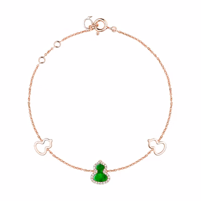 (Women) Qeelin Wulu Series Rose Gold Diamond Gourd Pendant Bracelet for Women WU-BR0001C-RGDGJE