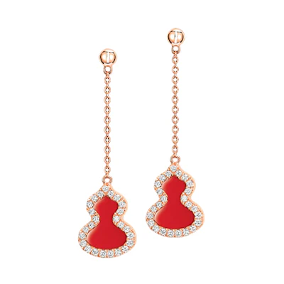 (Women) Qeelin Wulu Series Trendy Red Earrings for Women Fashion. WU-ER0003D-RGDRA