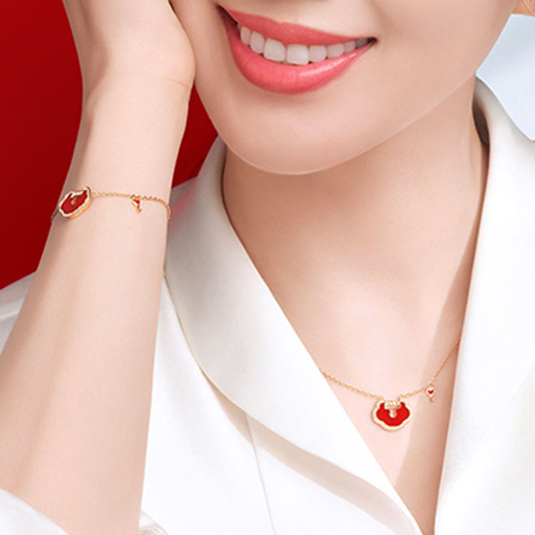 (Women) Qeelin Yu Yi 18K Rose Gold Diamond & Red Agate Bracelet for Women YYL-040-BL-RGDRA 圖 3