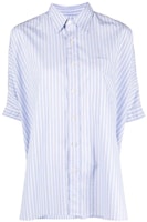 (Women) R13 Blue Striped Cotton Short-Sleeve Shirt R13WR025-R078B (Women) R13 Blue Striped Cotton Short-Sleeve Shirt R13WR025-R078B