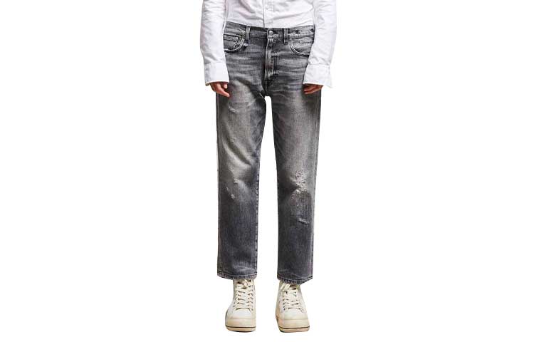 (Women) R13  Distressed Mid-Rise Straight-Leg Jeans Blue R13W5083D137C