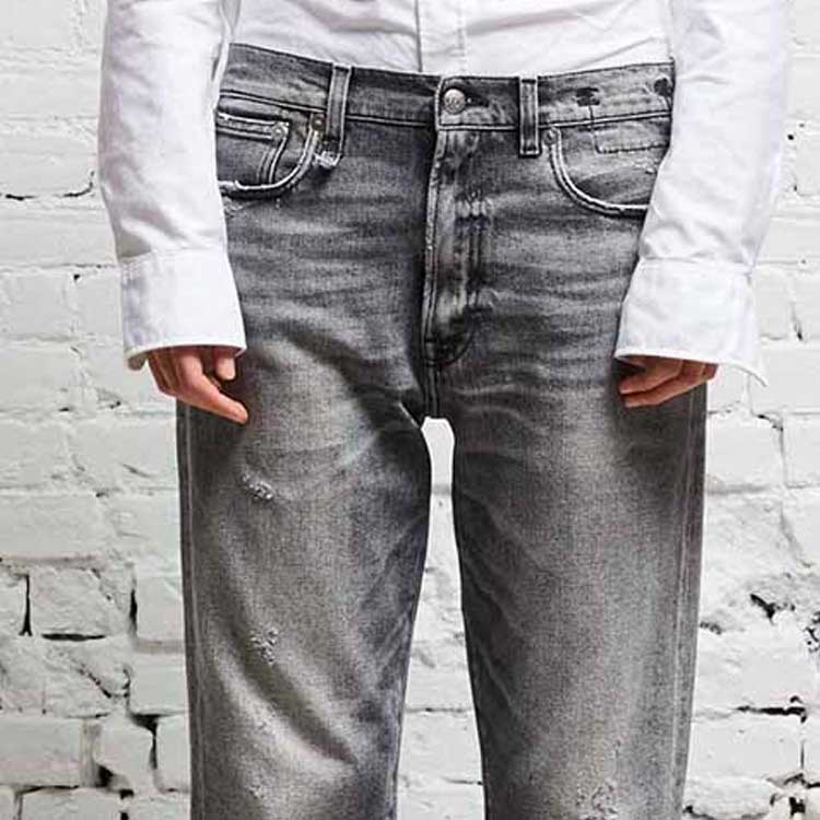 Shop (W) R13 復古藍色刷破中腰直筒丹寧牛仔褲 R13W5083D137C