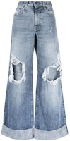 (Women) R13 Distressed Wide-Leg Jeans Blue R13WD041D061B (Women) R13 Distressed Wide-Leg Jeans Blue R13WD041D061B