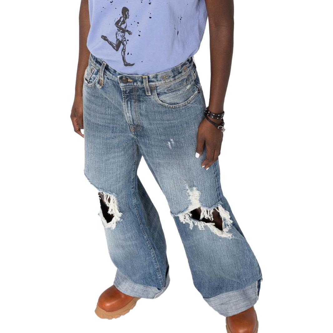 Shop (W) R13 破洞阔腿牛仔裤 蓝色 R13WD041D061B