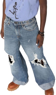 (W) R13 破洞阔腿牛仔裤 蓝色 R13WD041D061B Shop (W) R13 破洞阔腿牛仔裤 蓝色 R13WD041D061B