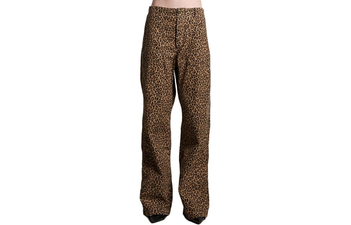 (Women) R13  Leopard Print High-Waisted Wide-Leg Pants Multicolor Casual. R13WR077-R320B