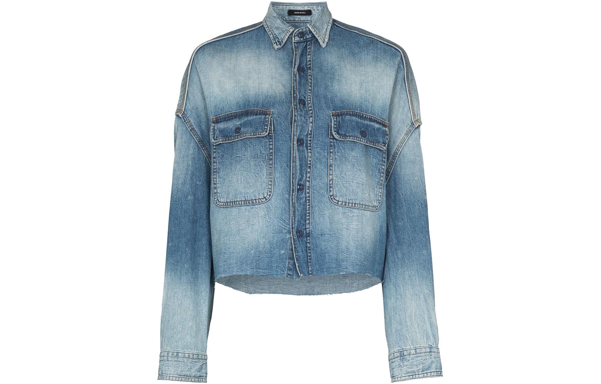 Order (W) R13 슬림핏 긴팔 버튼업 셔츠 블루 R13W3163243-BRINDLEY