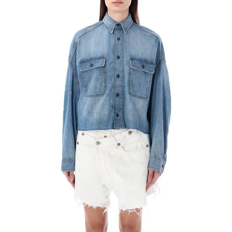 Lookbook (W) R13 슬림핏 긴팔 버튼업 셔츠 블루 R13W3163243-BRINDLEY