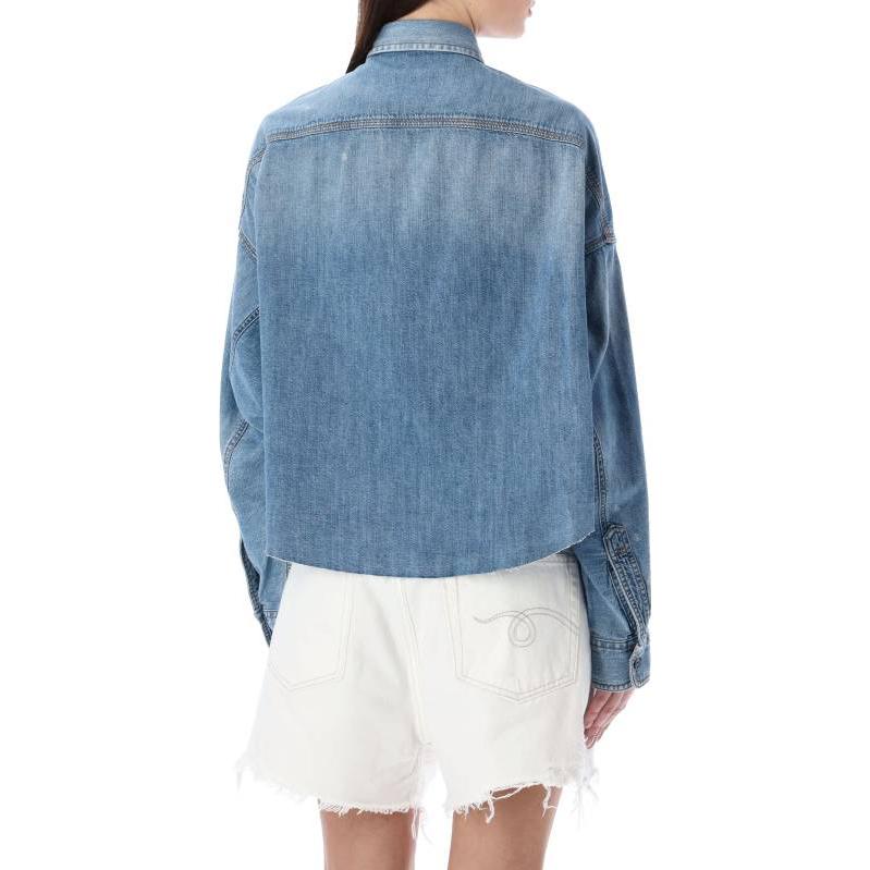 Shop (W) R13 슬림핏 긴팔 버튼업 셔츠 블루 R13W3163243-BRINDLEY