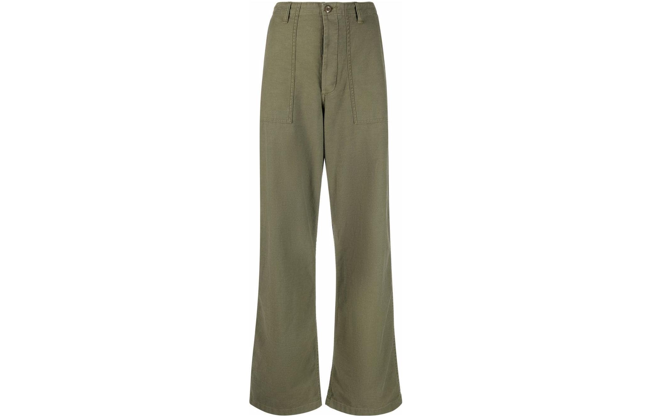 (Women) R13  Solid Low-Waist Wide-Leg Casual Pants Green R13WR077R109B