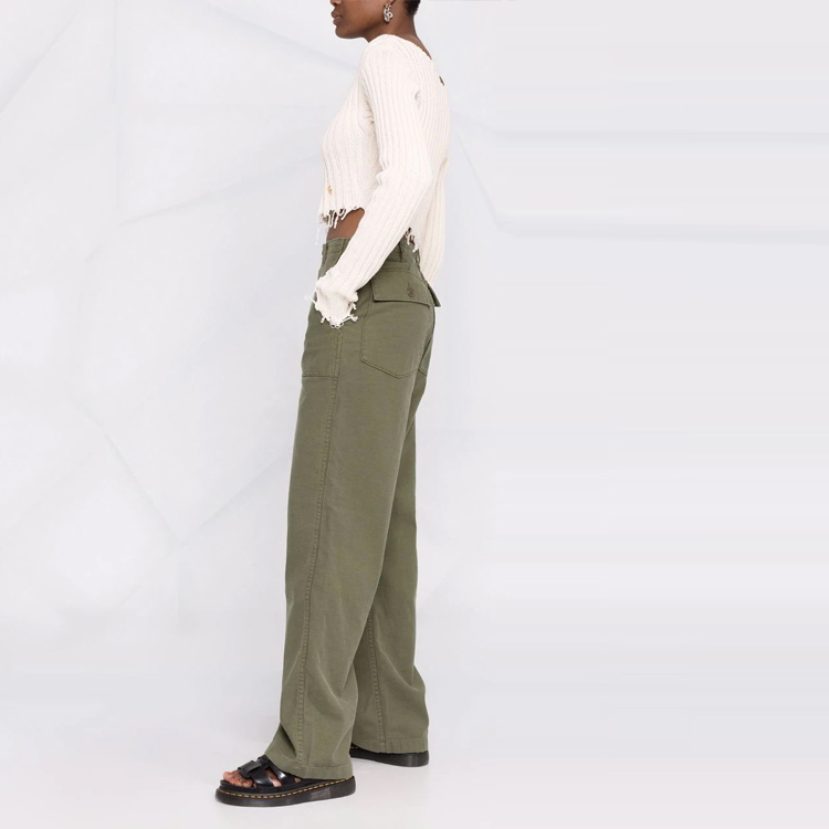 Purchase (W) R13 低ウエスト ワイドレッグ カジュアルパンツ グリーン R13WR077R109B