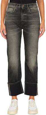 (Women) R13 Washed Black Straight-Leg Jeans with Cuffed Hem WD095D070B Buy (Women) R13 Washed Black Straight-Leg Jeans with Cuffed Hem WD095D070B